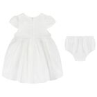 Baby Girls White Flower Satin Dress Set, 1, hi-res