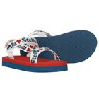 Girls Red & Blue Logo Sandals, 1, hi-res