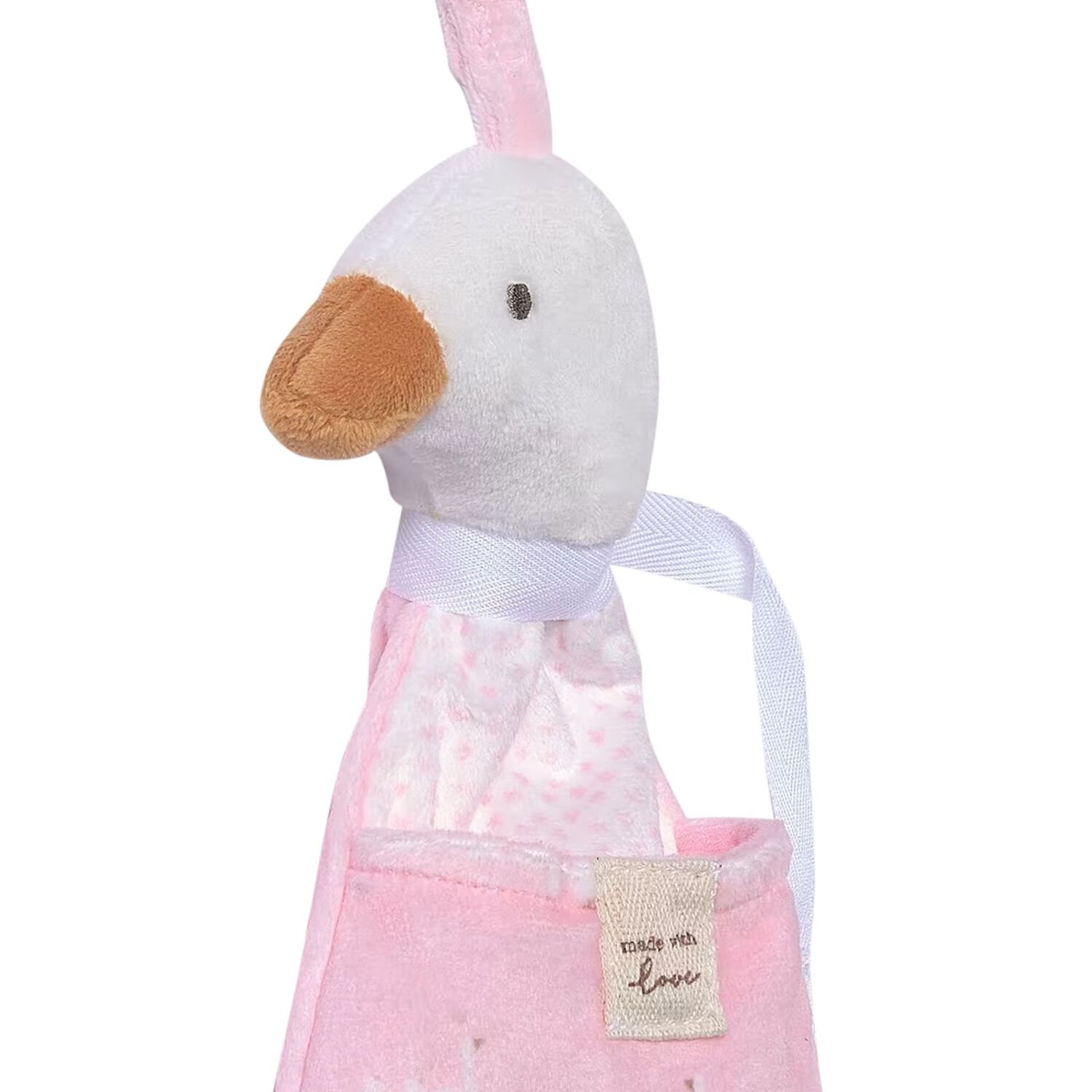 Baby Girls Pink Goose Dummy Holder Soft Toy, 2, hi-res