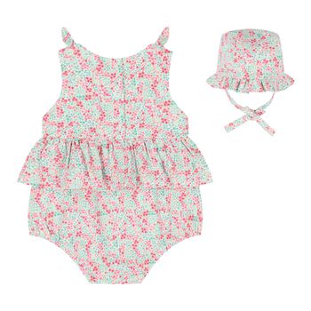 Baby Girls Pink & Green Floral Bodysuit Set