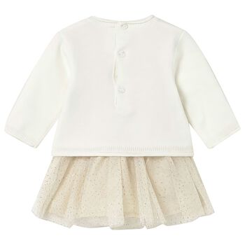 Baby Girls Ivory & Beige Tulle Dress Set