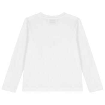 Girls White Logo Long Sleeve Top