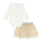 Baby Girls Ivory & Beige Tulle Skirt Set, 2, hi-res