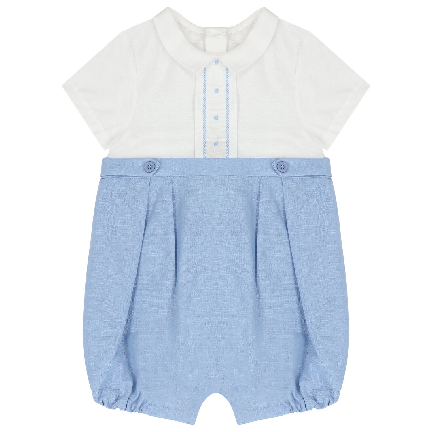 Baby Boys White & Blue Romper, 1, hi-res image number null