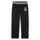 Boys Black Tiger Logo Trousers, 1, hi-res