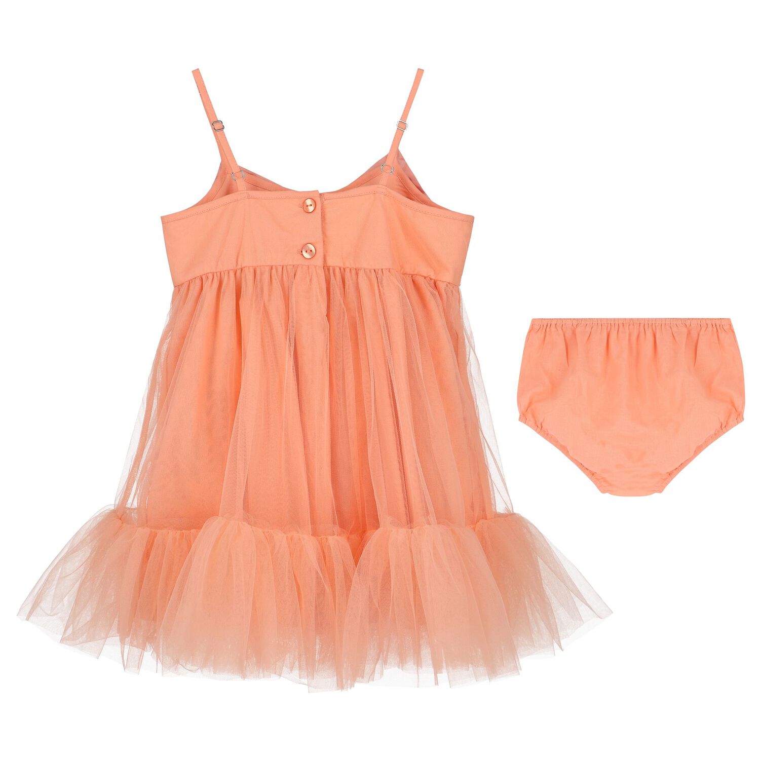 Baby Girls Coral Bow Tulle Dress Set, 1, hi-res image number null