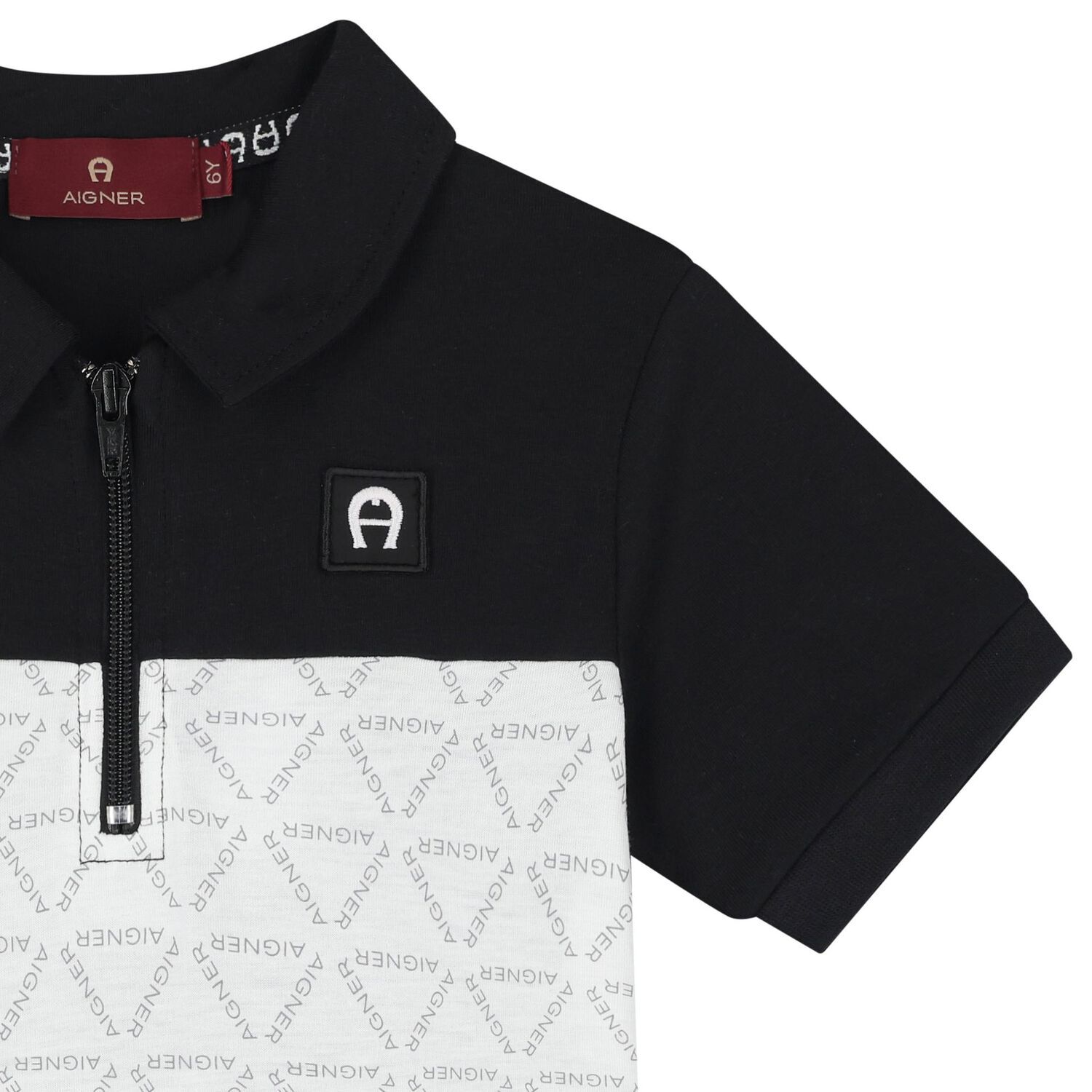 Boys Black Logo Polo Shirt, 1, hi-res