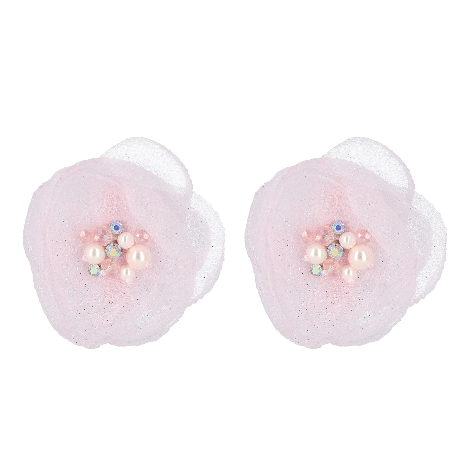 Girls Pink Crystal & Pearl Flower Clip Set, 1, hi-res image number null