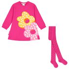 Girls Pink Flower Dress Set, 1, hi-res