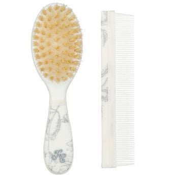 Ivory & Grey Toile de Jouy Brush & Comb Set