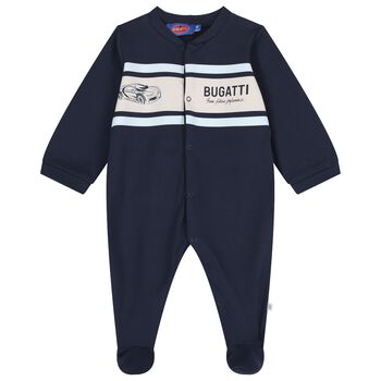 Baby Boys Navy Blue Logo Babygrow