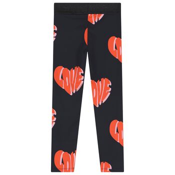 Girls Black Heart Leggings            