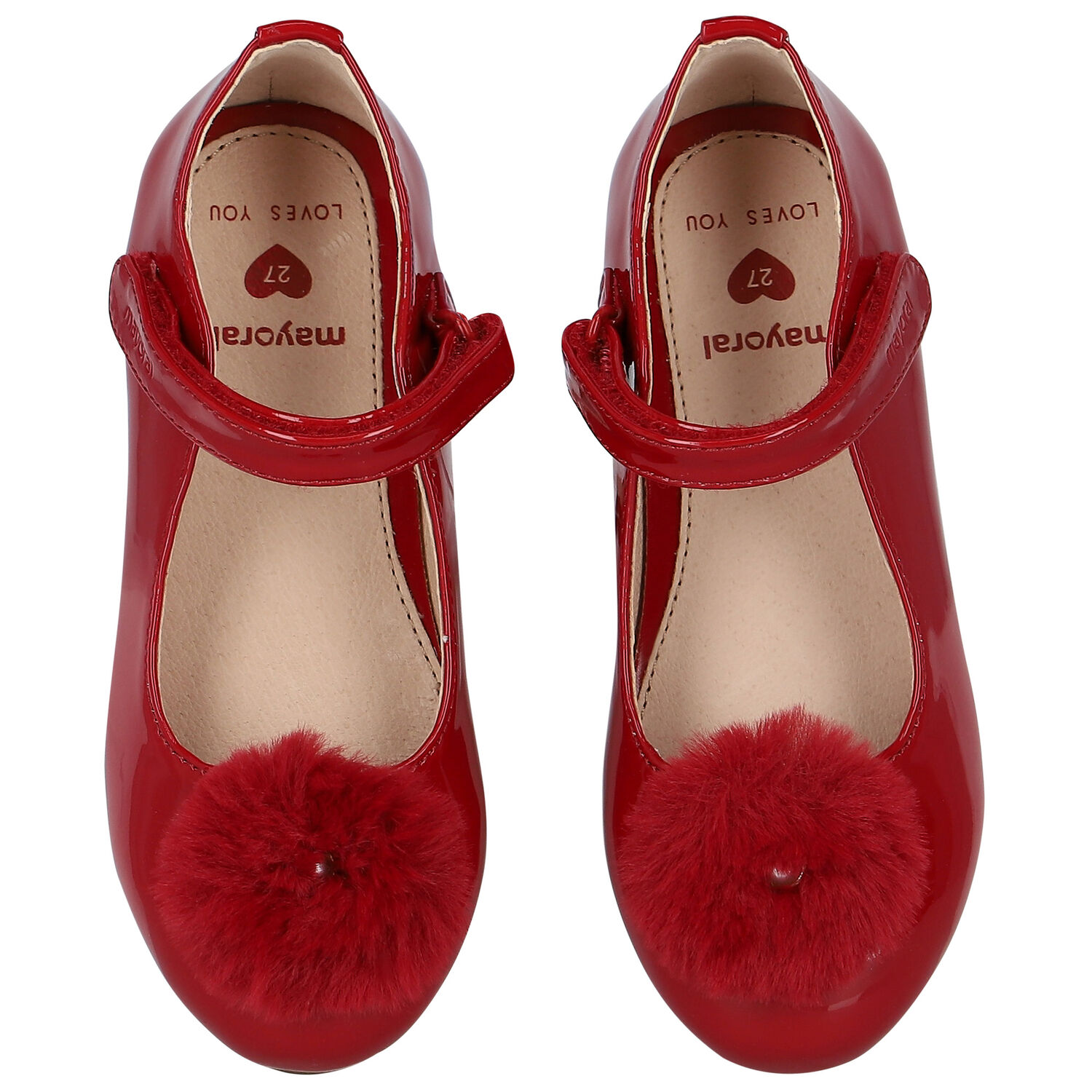 Girls Red Fur Patent Leather  Shoes, 1, hi-res image number null