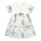 Girls White Floral Tulle Dress, 1, hi-res