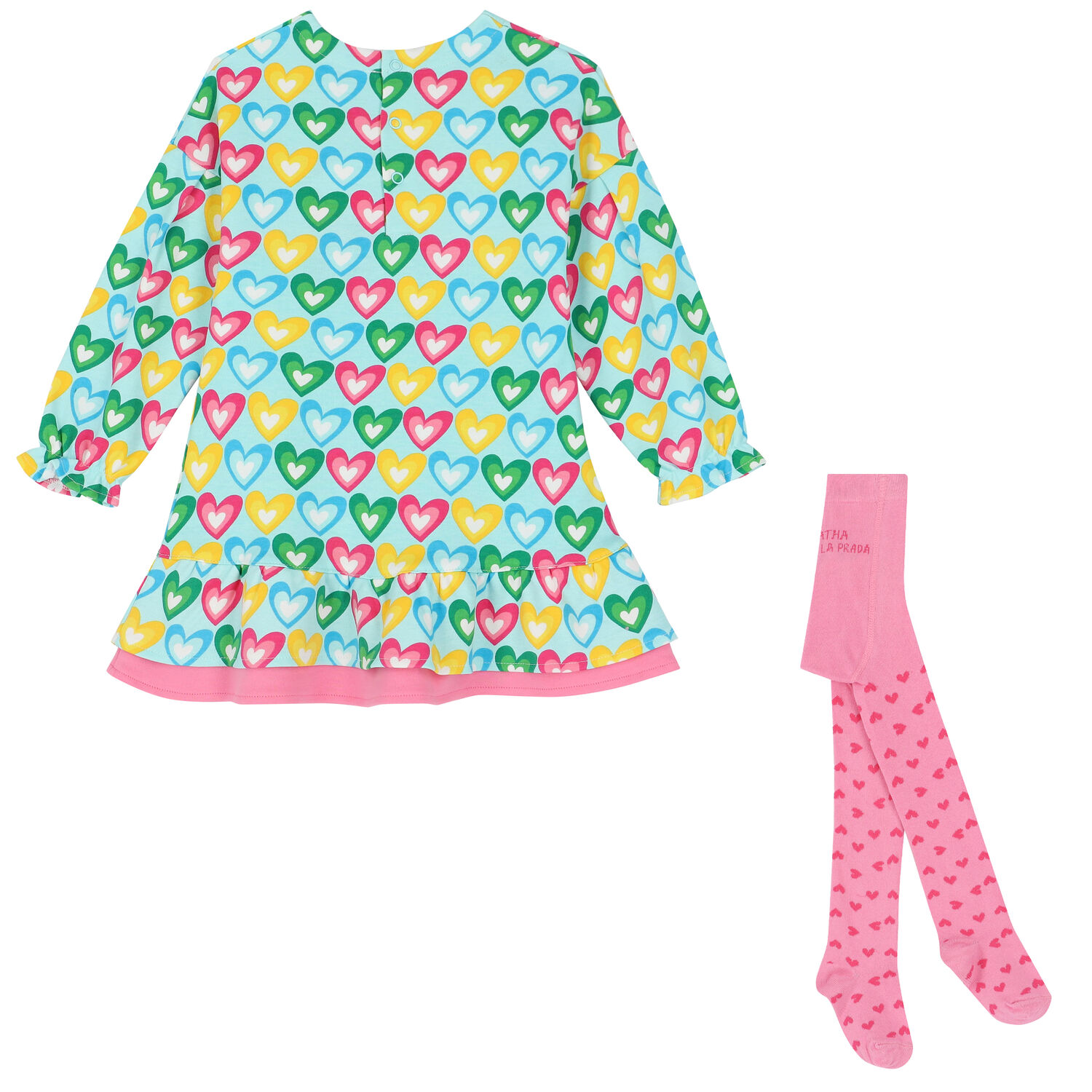 Girls Blue Hearts Dress Set, 1, hi-res
