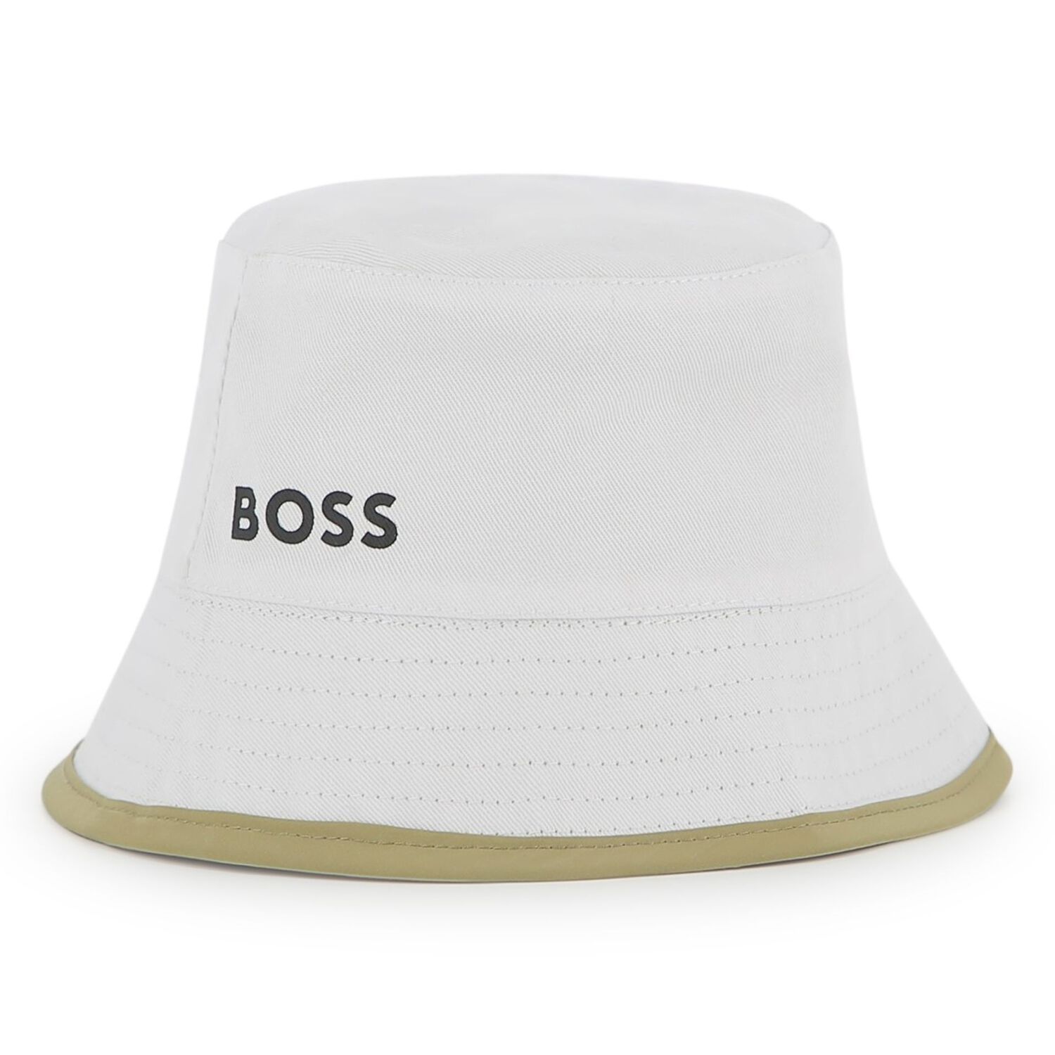 Baby Boys Beige & White Reversible Logo Hat , 2, hi-res