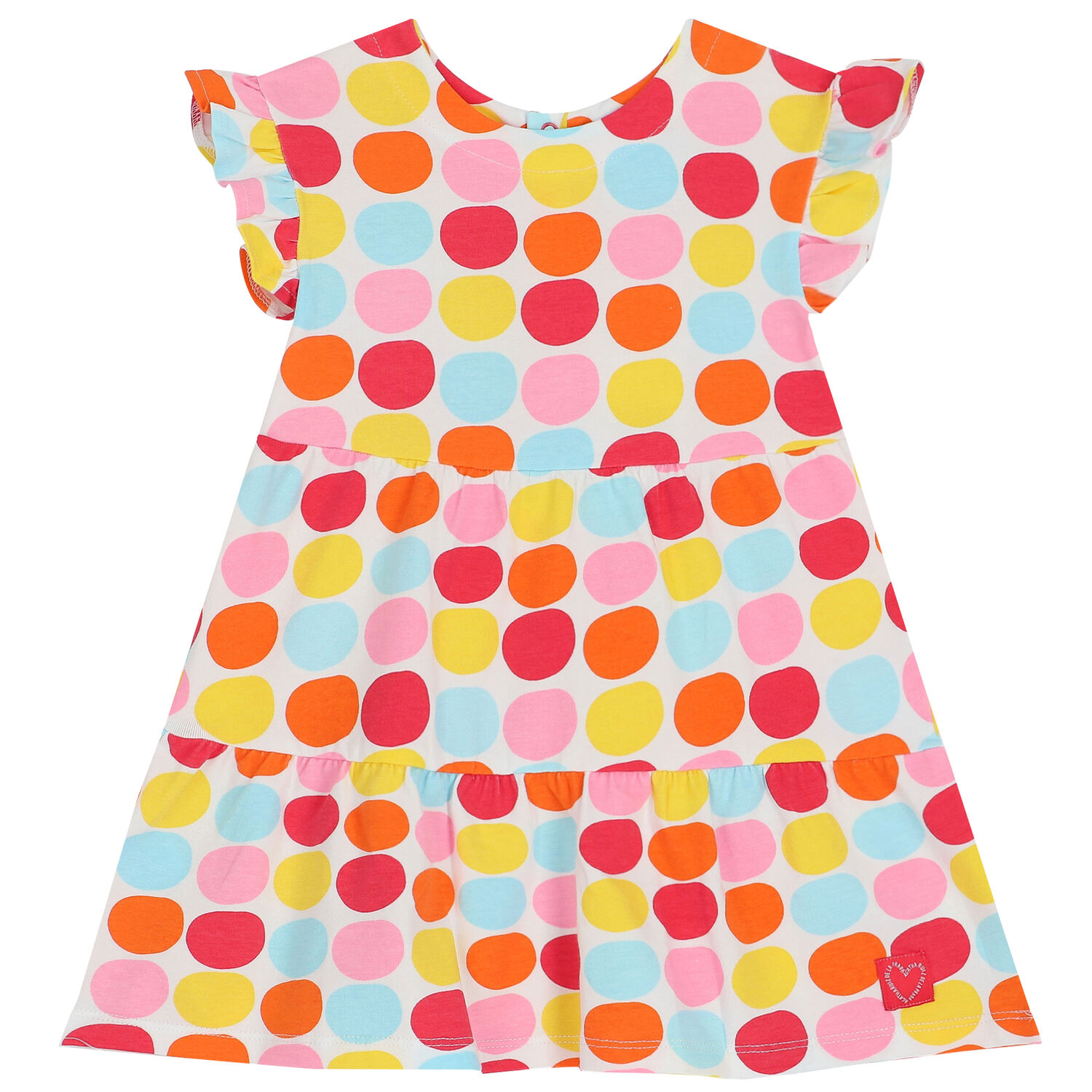 Girls White Polka Dot Dress, 1, hi-res