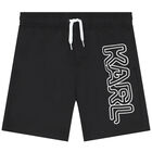 Boys Black Logo Swim Shorts, 2, hi-res