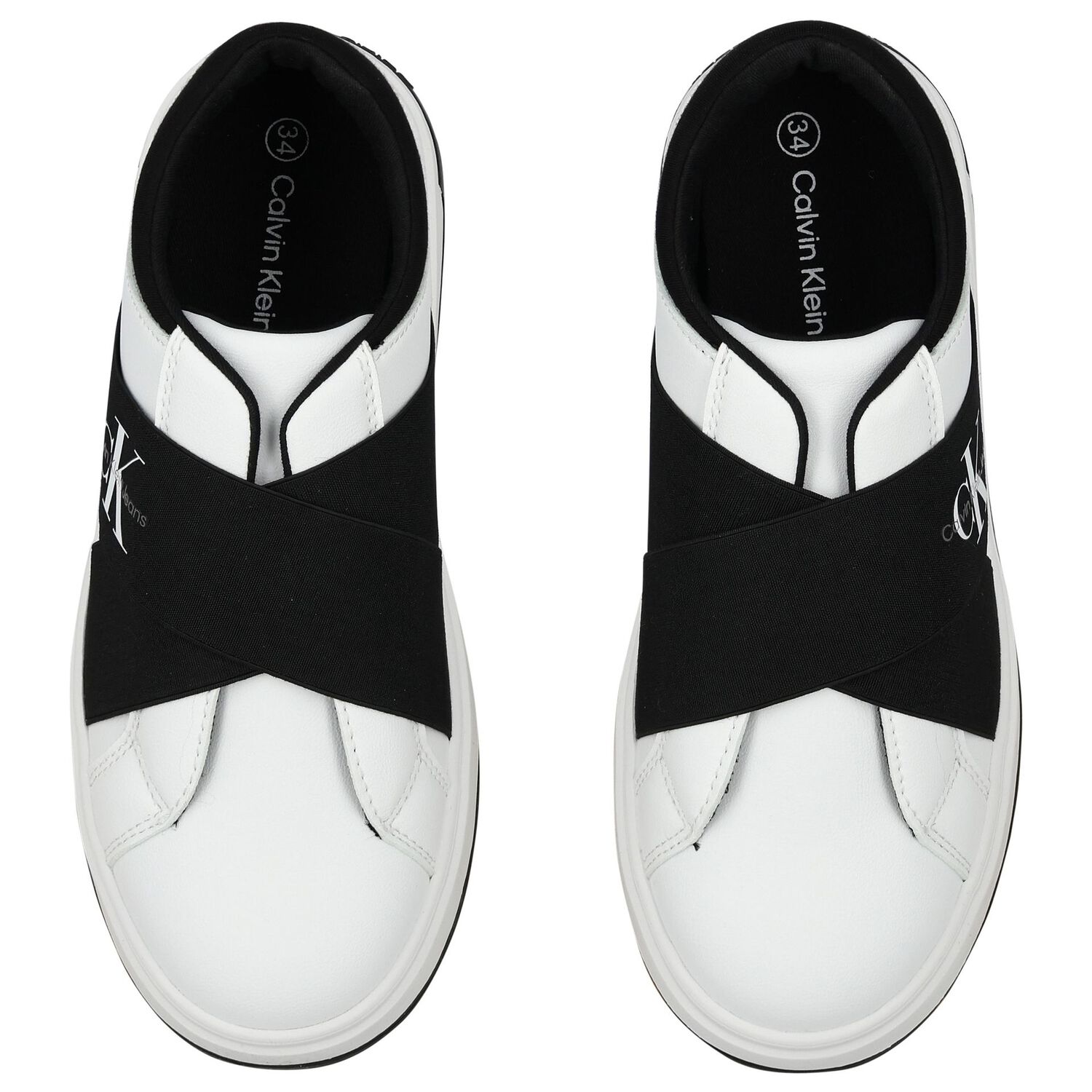 Boys White & Black Logo Trainers, 2, hi-res