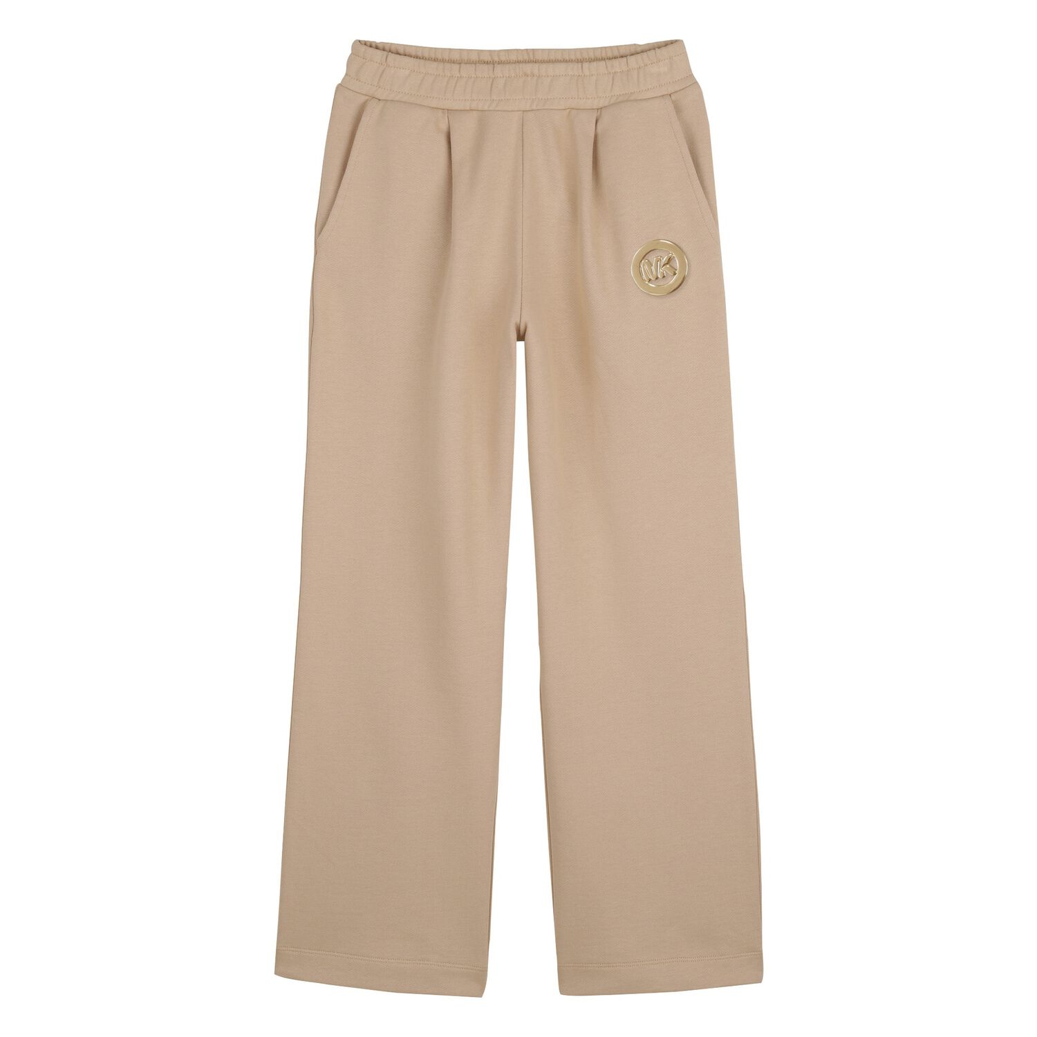 Girls Mini Me Beige Logo Trousers, 1, hi-res