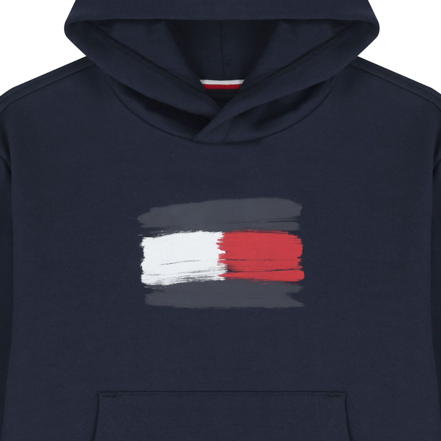 Boys Navy Blue Logo Hooded Top, 1, hi-res