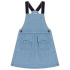 Younger Girls White & Blue Dress Set, 1, hi-res