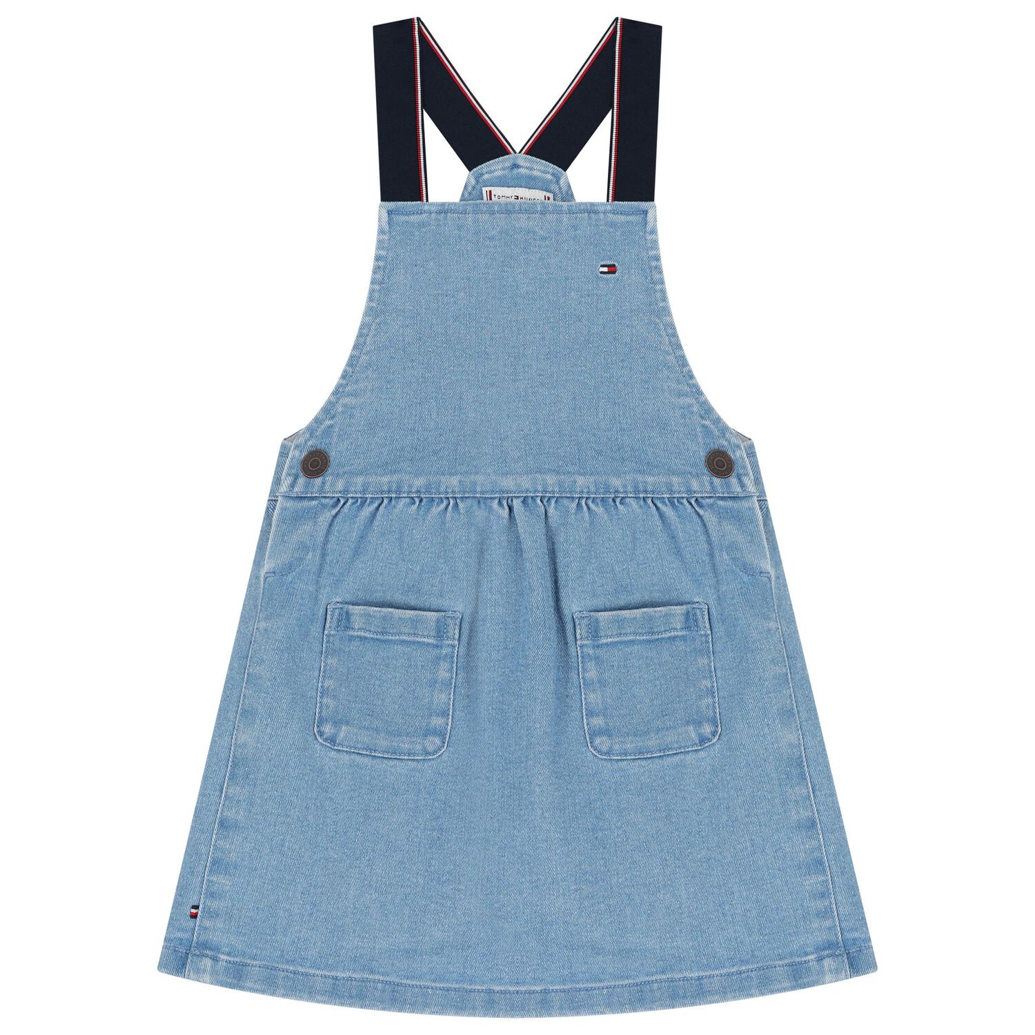 Younger Girls White & Blue Dress Set, 1, hi-res