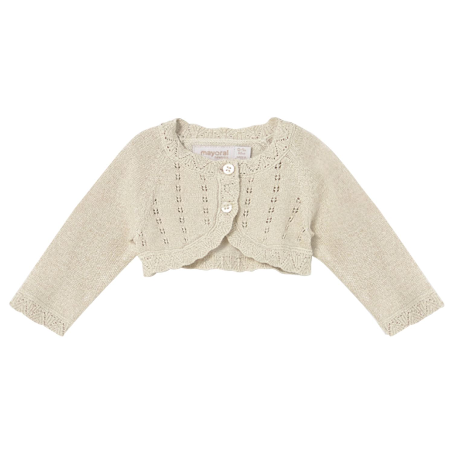 Baby Girls Gold Knitted Cardigan, 1, hi-res