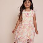 Girls Yellow & Pink Logo Floral Tulle Dress, 1, hi-res