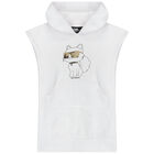 Girls White Logo Hooded Dress, 1, hi-res