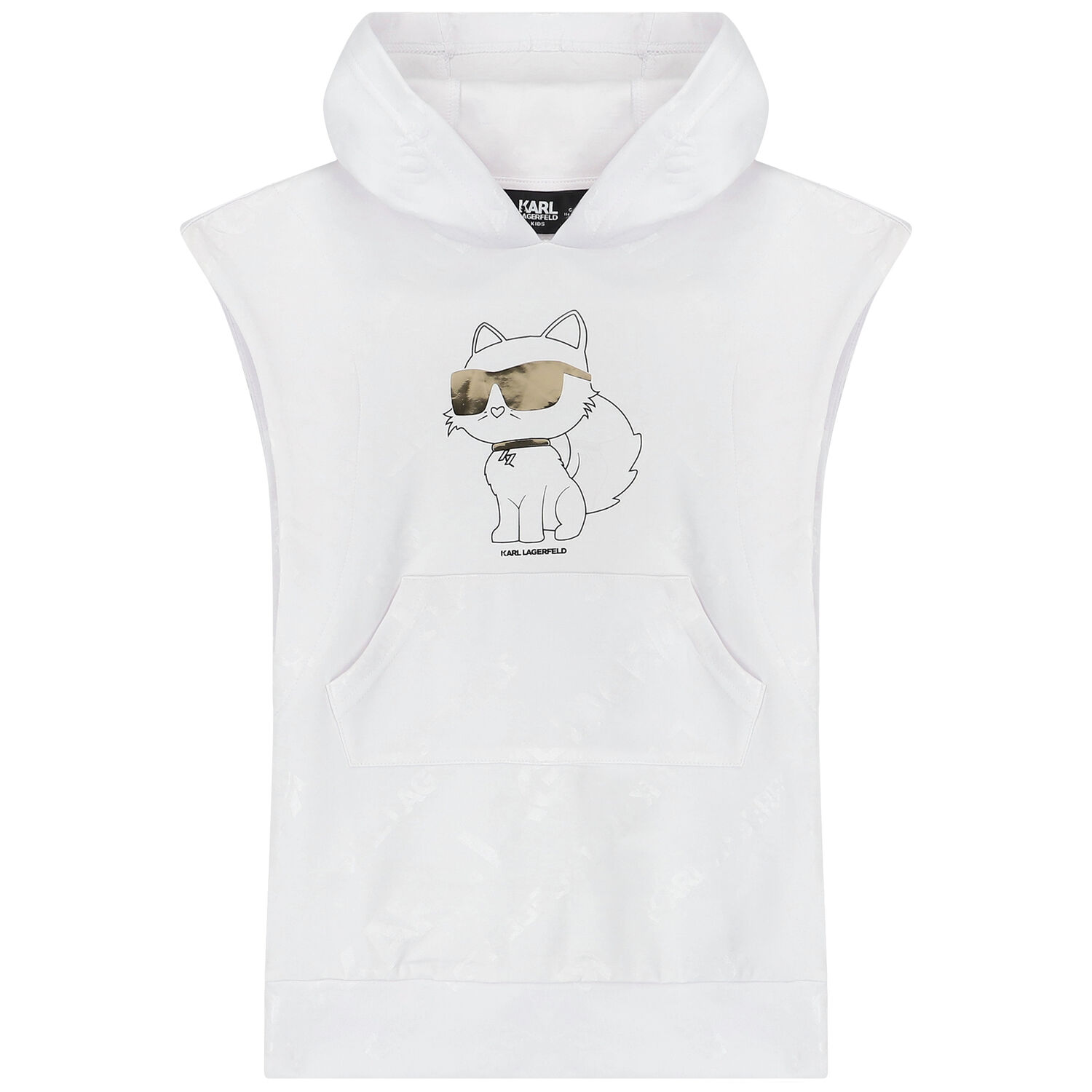 Girls White Logo Hooded Dress, 1, hi-res