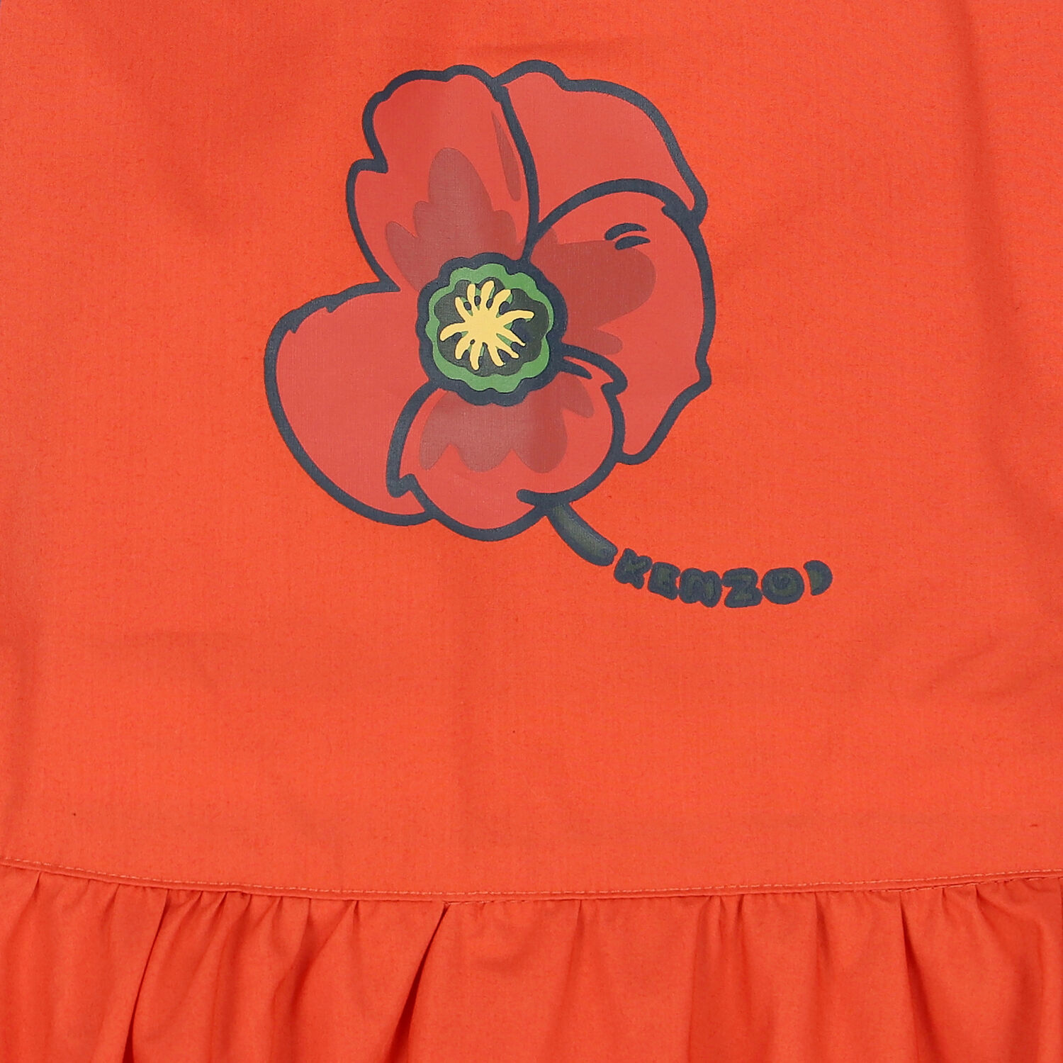 Girls Red Poppy Logo Poplin Dress, 1, hi-res