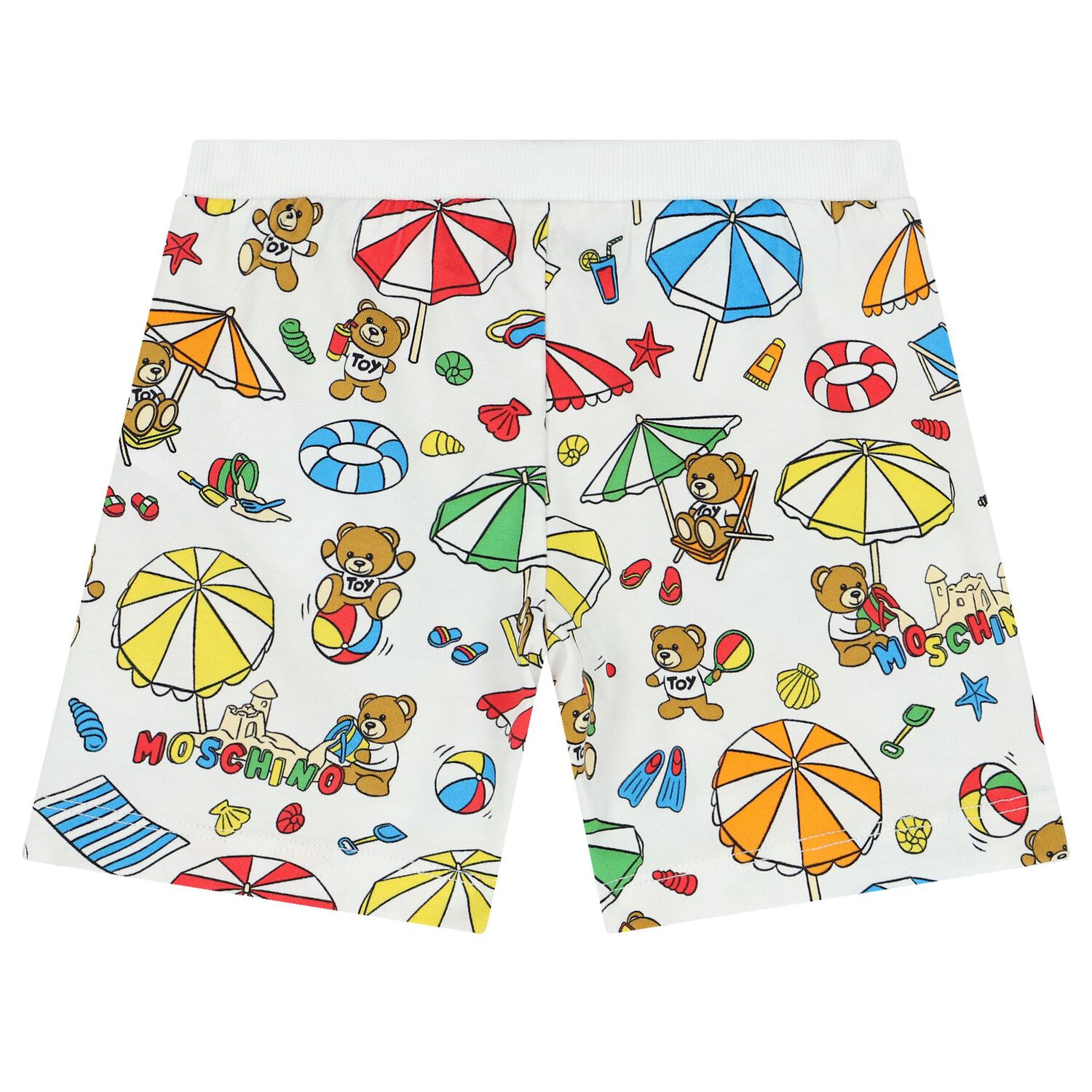 Blue & White Teddy Bear Logo Shorts Set, 2, hi-res