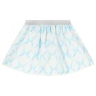 Girls Blue Logo Bow Skirt Set, 2, hi-res
