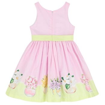 Girls Pink & Yellow Bow Dress