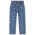 Girls Blue & Pink Logo Denim Jeans, 1, hi-res