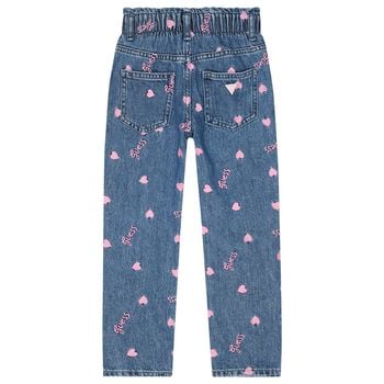 Girls Blue & Pink Logo Denim Jeans