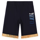 Boys Navy Logo Shorts, 1, hi-res