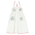Girls White Cotton Dress, 1, hi-res