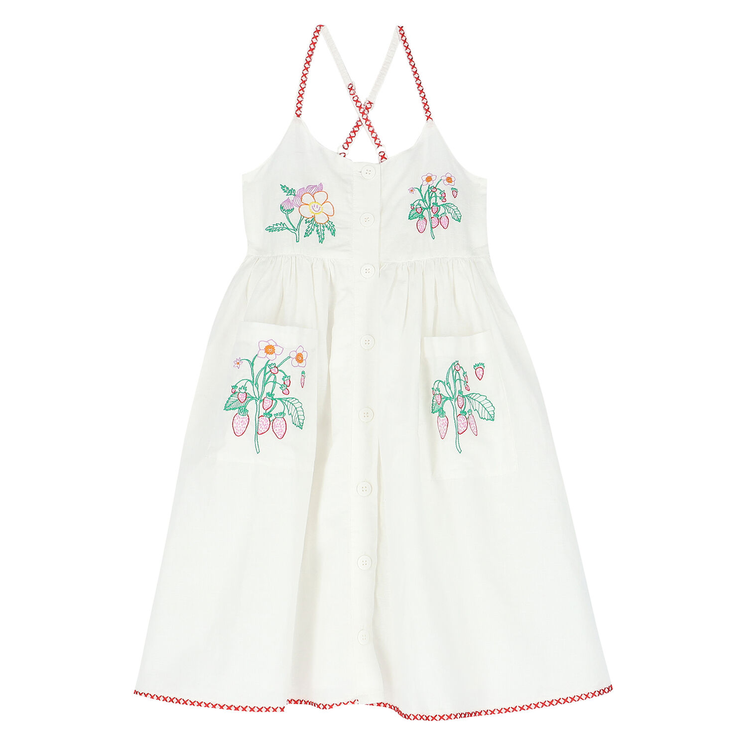 Girls White Cotton Dress, 1, hi-res image number null