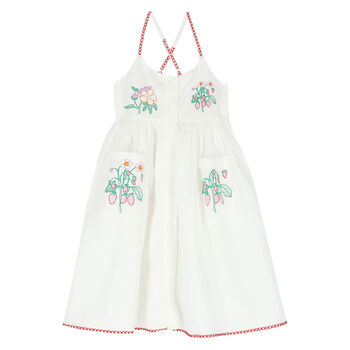 Girls White Cotton Dress