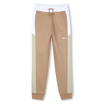 Boys Beige Logo Joggers