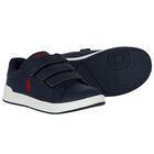 Boys Navy Blue Logo Trainers, 1, hi-res