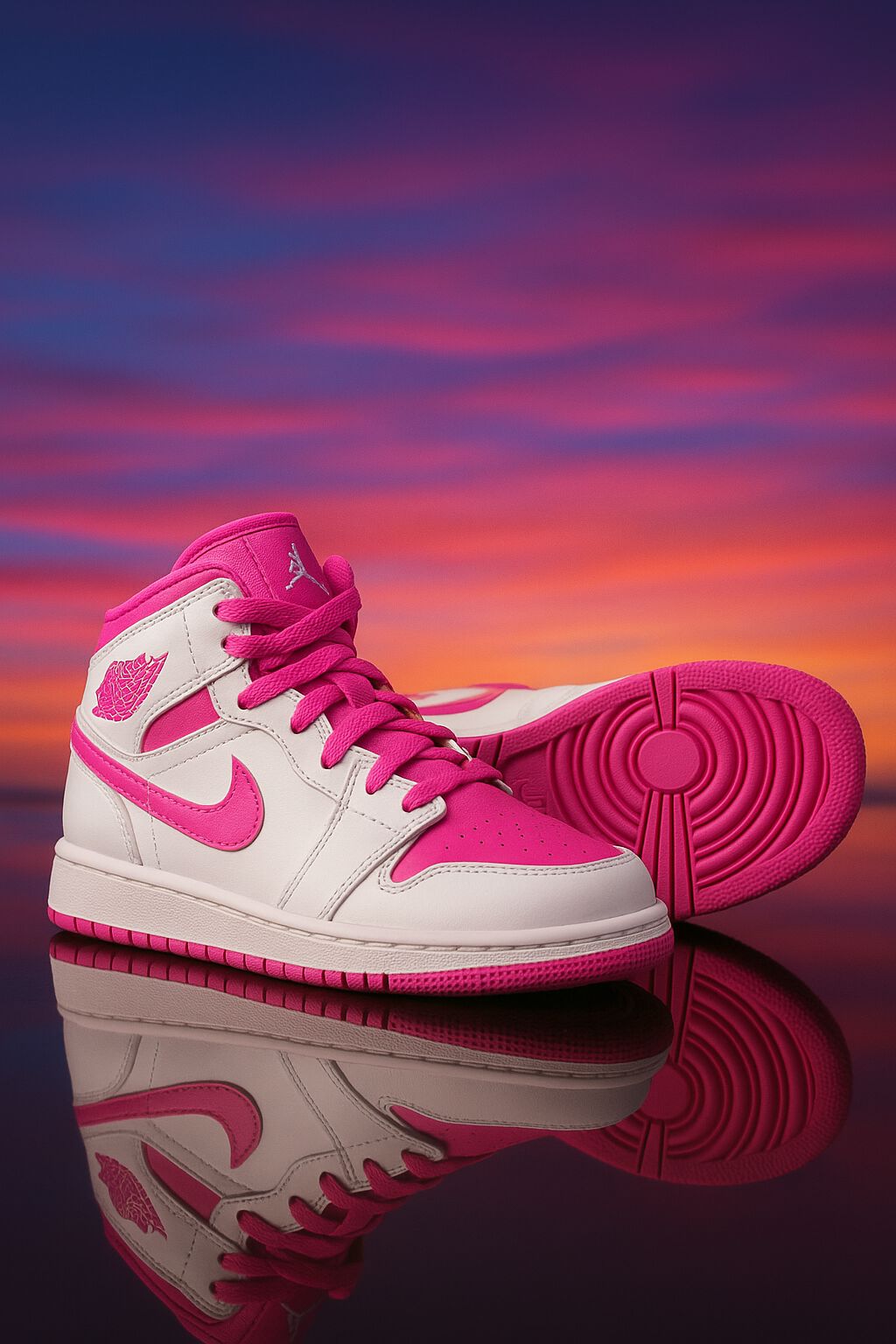 pink and white jordan heels