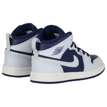 Blue, Grey & White Air Jordan 1 Mid Trainers