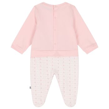Baby Girls White & Pink Teddy Bear Babygrow