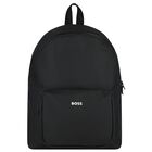 Boys Black Logo Backpack, 1, hi-res