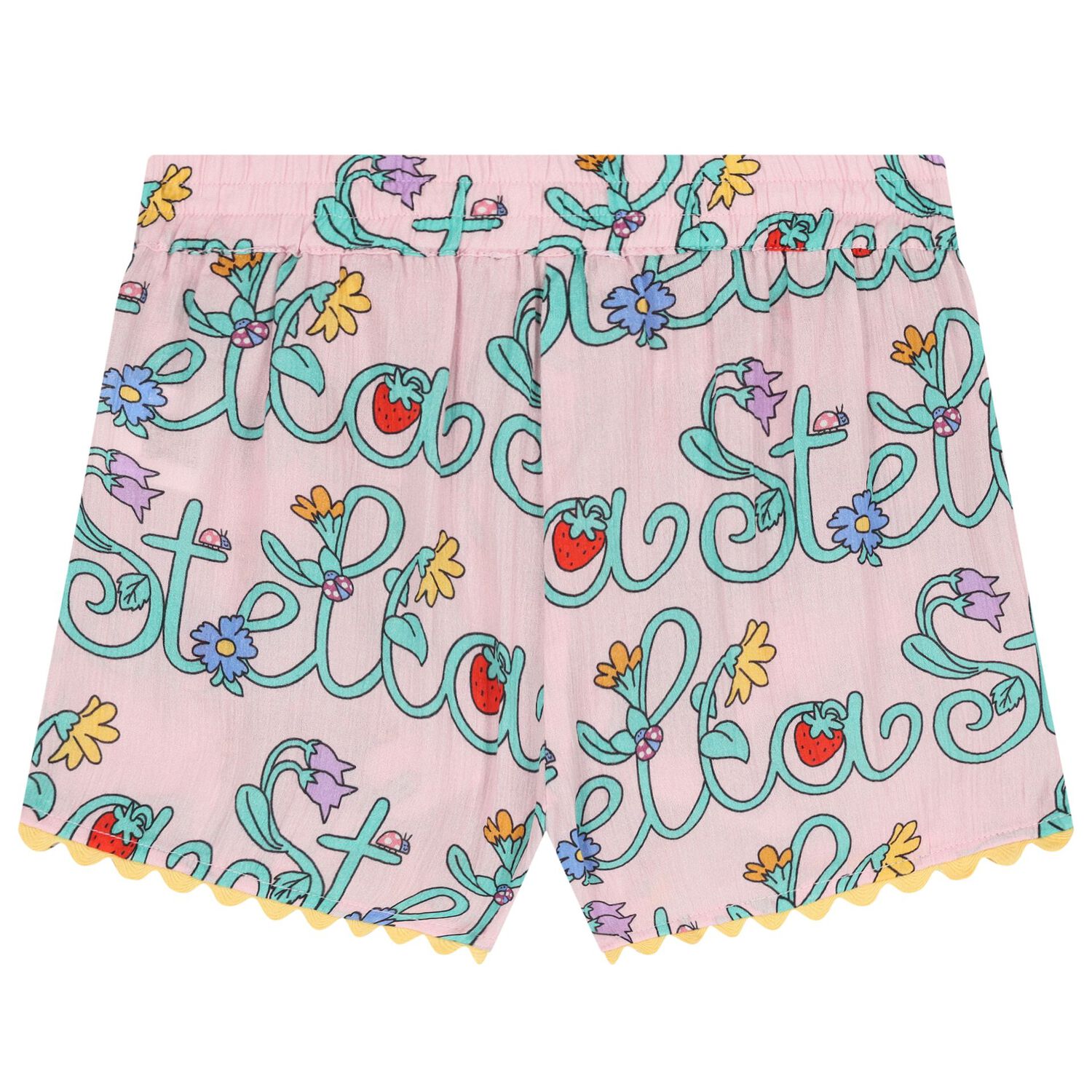 Girls Pink Logo Floral Shorts, 1, hi-res