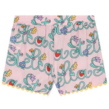 Girls Pink Logo Floral Shorts