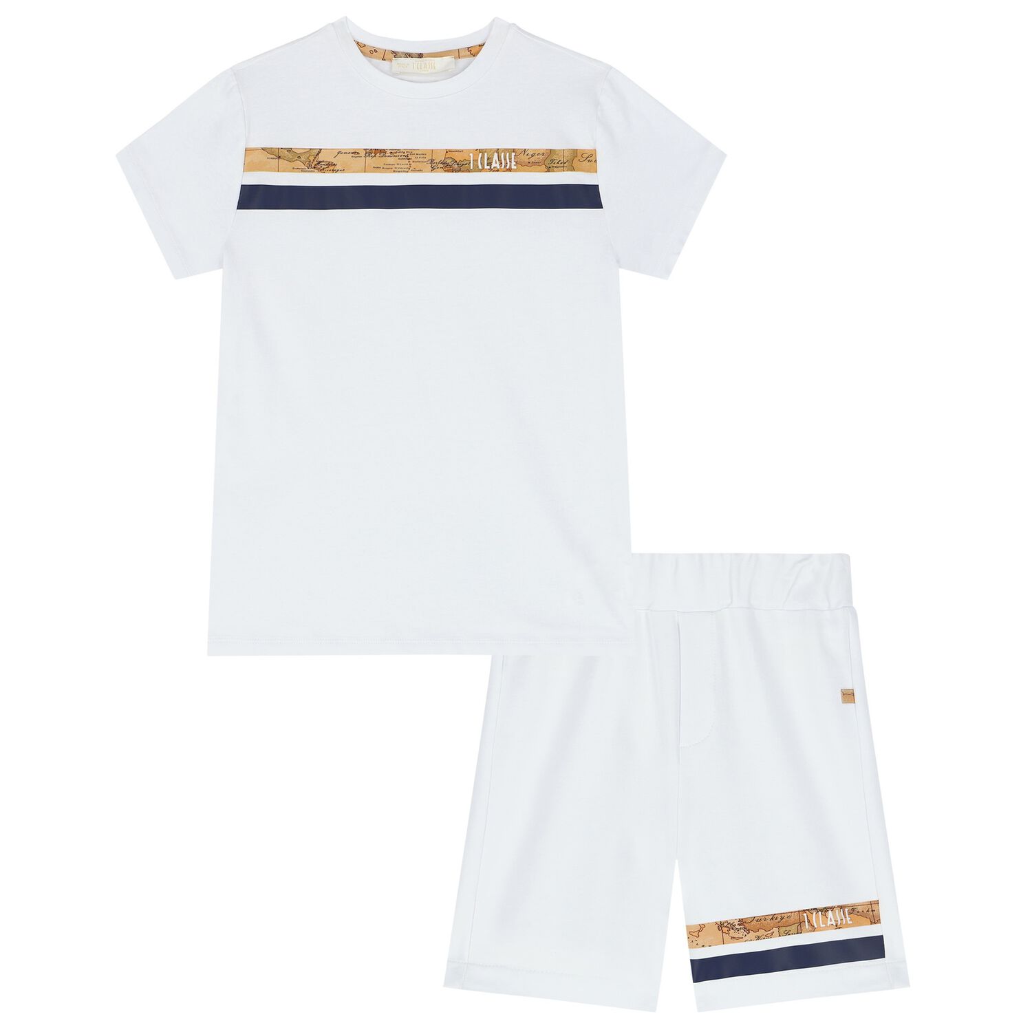 Boys White Logo Shorts Set, 1, hi-res